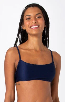 Textured Navy Bralette Top - Top Cheeky Jacquard