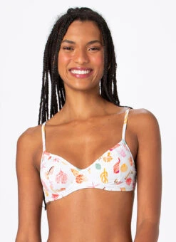 Balconette Top With Colorful Seabed Patterns - Top Fixed Tetis