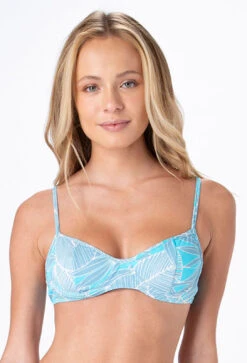 Sky Blue Print Balconette Bikini Top - Top Madonna Comfort Botanique