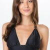 Black Halter Bikini Top With Golden Details - Top Miracle Liso