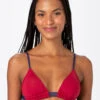 Raspberry Red Triangle Top With Contrasting Straps - Top Retro Agatha