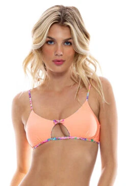 Top Scoop Floral Blossoms Electric Coral -Agua de Coco Shop top scoop floral blossoms electric coral 2