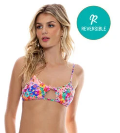 Top Scoop Floral Blossoms Electric Coral -Agua de Coco Shop top scoop floral blossoms electric coral 3