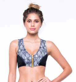 Zipped Surf Swimsuit Top In Two Materials - Soutien Yas Africa -Agua de Coco Shop top seaster soutien yas africa 4