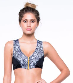 Zipped Surf Swimsuit Top In Two Materials - Soutien Yas Africa -Agua de Coco Shop top seaster soutien yas africa 6