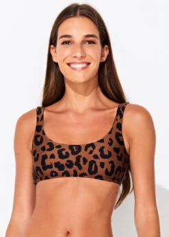 Leopard Print Luxurious Bralette Top - Top Sporty Copper Leopard